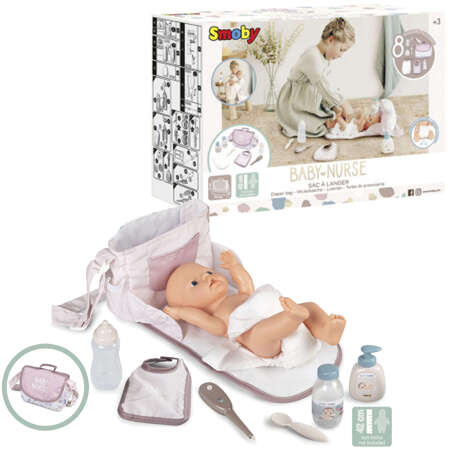 Smoby Baby Krankenschwester Baby Puppe Wickeltasche Set