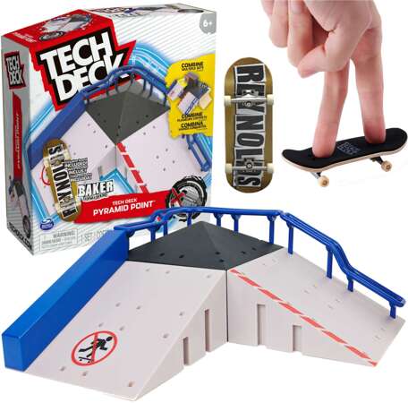 Tech Deck Griffbrettsatz Ramp Pyramid Point Baker+ farbiges Sammelskateboard