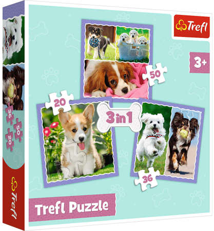 Trefl Puzzle 3in1 Niedliche Hunde