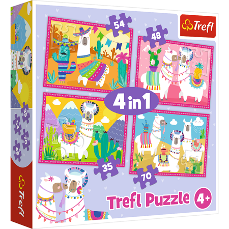 Trefl Puzzle 4in1 Lamas im Urlaub 207 Elemente