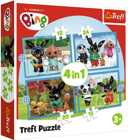 Trefl Puzzle 4in1 Merry Bing buntes Puzzle für die Kleinsten ab 3