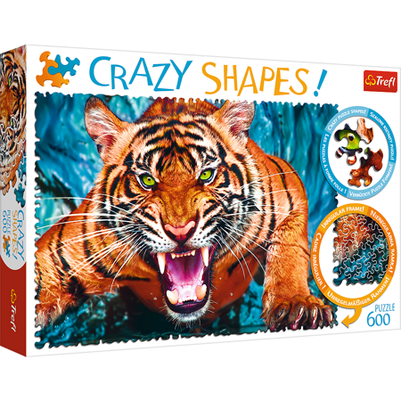 Trefl Puzzle Crazy Shapes Auge in Auge mit einem Tiger 600 Elemente