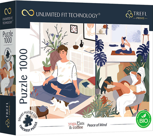 Puzzle 1000 Yoga-Katzen Kaffee Seelenfrieden Trefl