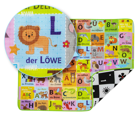 Humbi doppelseitige Lernmatte aus Schaumstoff mit deutschem Alphabet EPE 180x150x1 cm