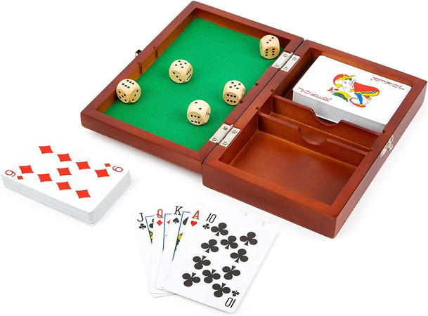 Small Foot 11363 Karten- und Würfelset in einer Holzbox