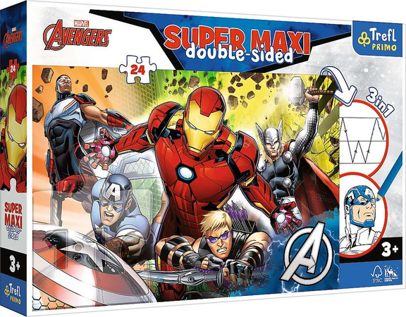 Doppelseitiges Puzzle 24 Teile Super Maxi Avengers 3in1